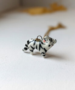 porcelain white tiger pendant