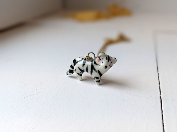 porcelain white tiger pendant