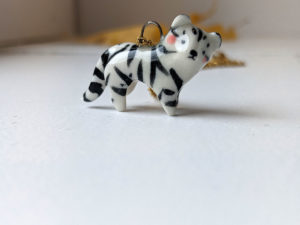 porcelain white tiger pendant