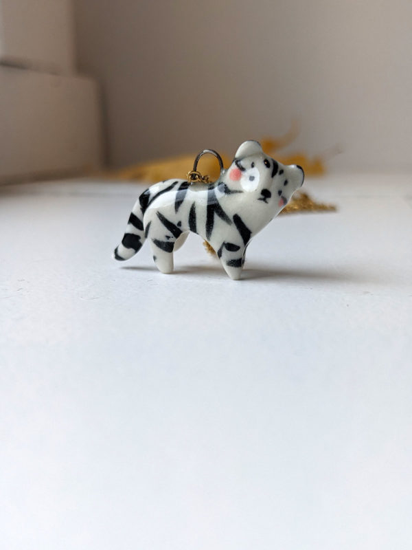 porcelain white tiger pendant