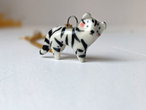 porcelain white tiger pendant