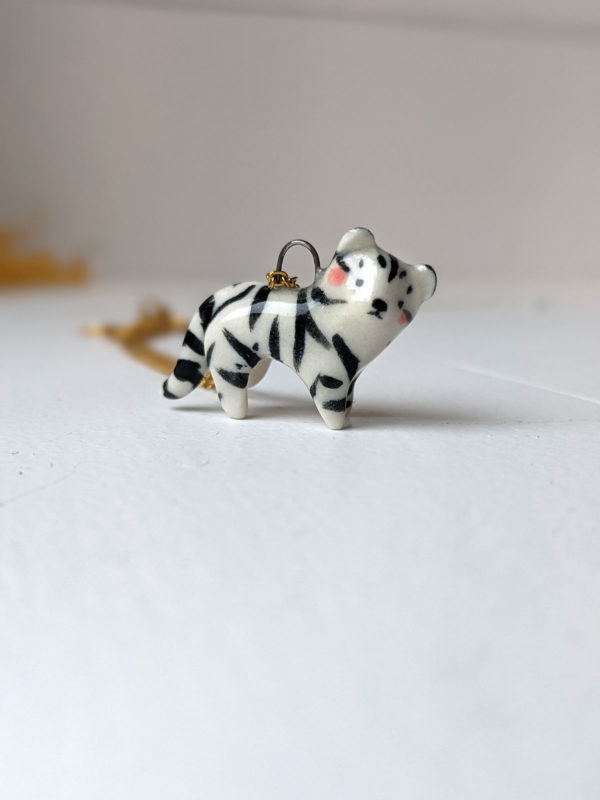 porcelain white tiger pendant