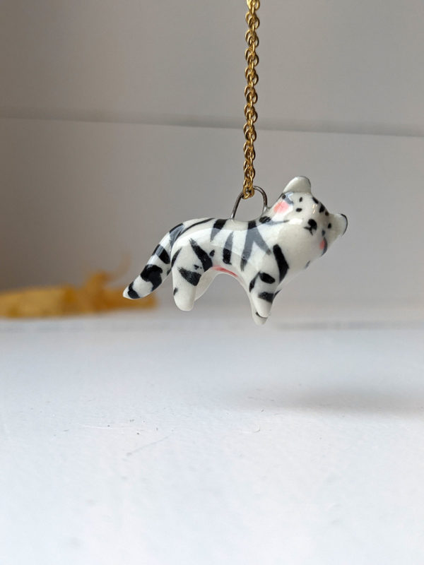 porcelain white tiger pendant