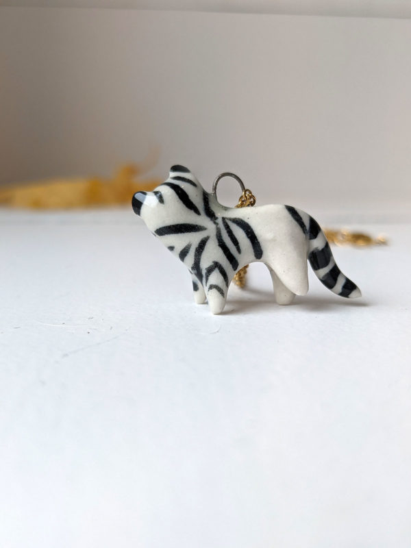 porcelain white tiger pendant