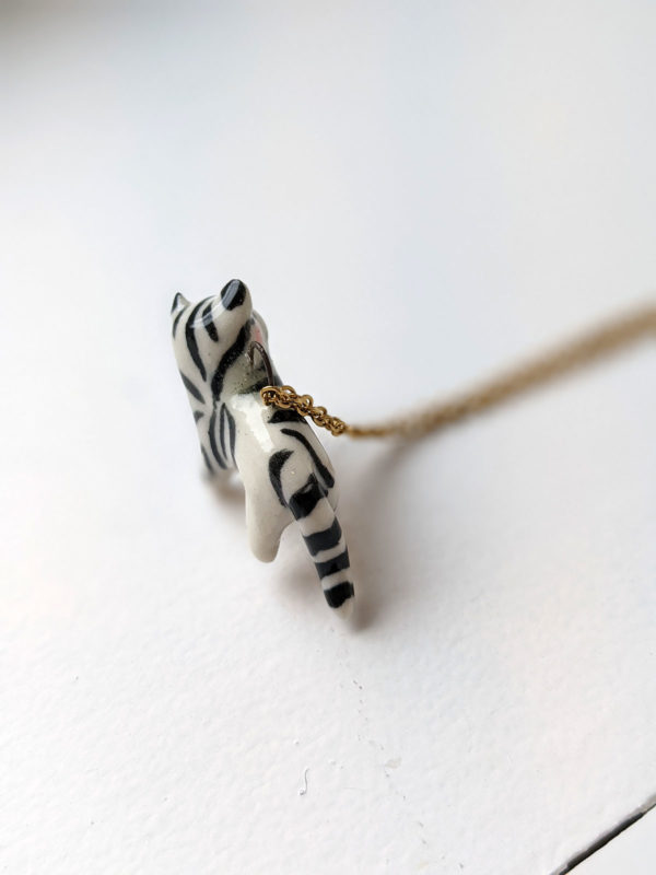 porcelain white tiger pendant