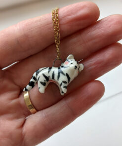 porcelain white tiger pendant