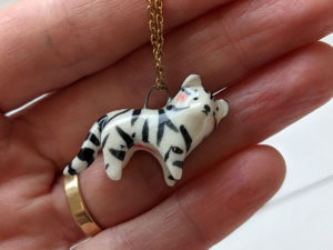 porcelain white tiger pendant