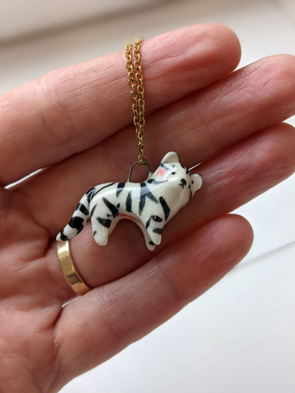 porcelain white tiger pendant