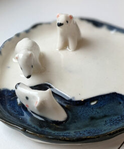porcelain jewelry tray polar bear family