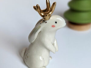 gold antlered jakcalope porcelain figurine