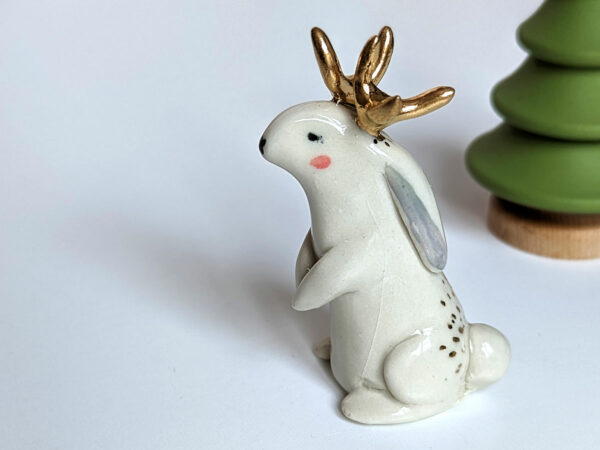 gold antlered jakcalope porcelain figurine