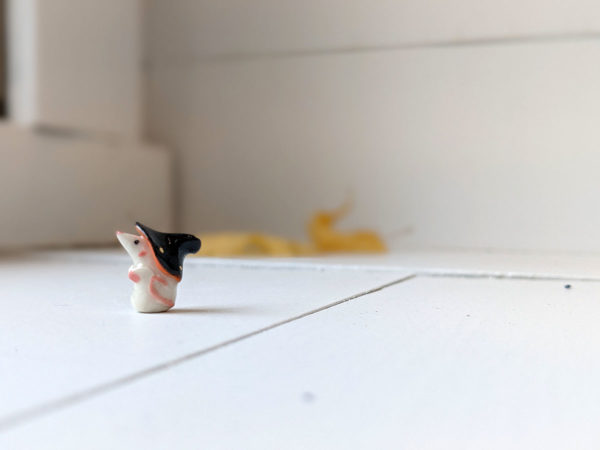 porcelain witch mouse figurine