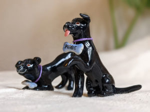 black labrador porcelain figurine