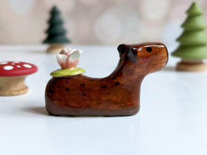 handmade ceramic figurine capybara lily pad