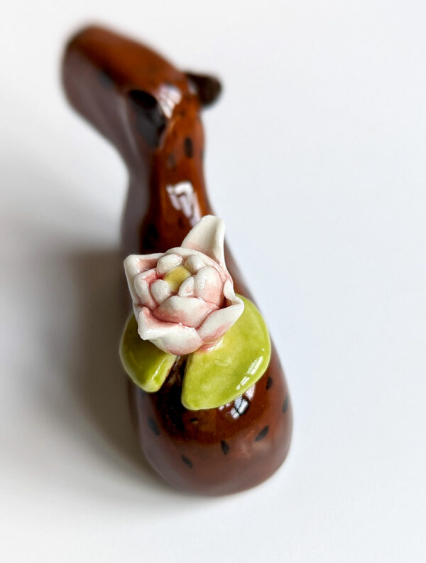 handmade ceramic figurine capybara lily pad