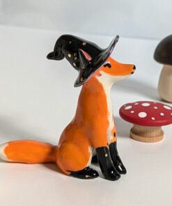 Handmade Ceramic figurine Fox Witch