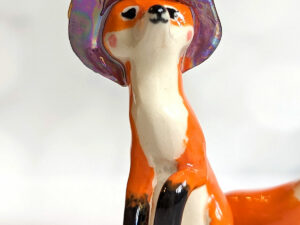 Handmade Ceramic figurine Fox Witch