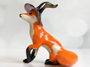 Handmade Ceramic figurine Fox Witch