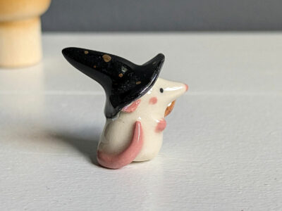 porcelain witch mouse with wand