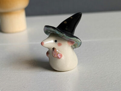 porcelain witch mouse with wand