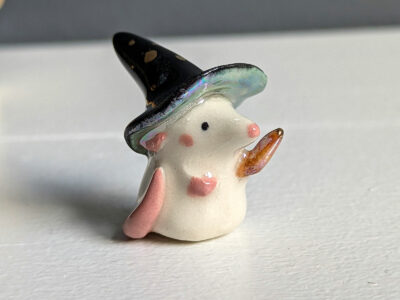 porcelain witch mouse with wand