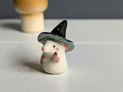 porcelain witch mouse with wand