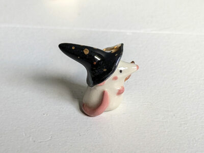 porcelain witch mouse with wand