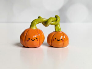 pumpkin couple porcelain figurine