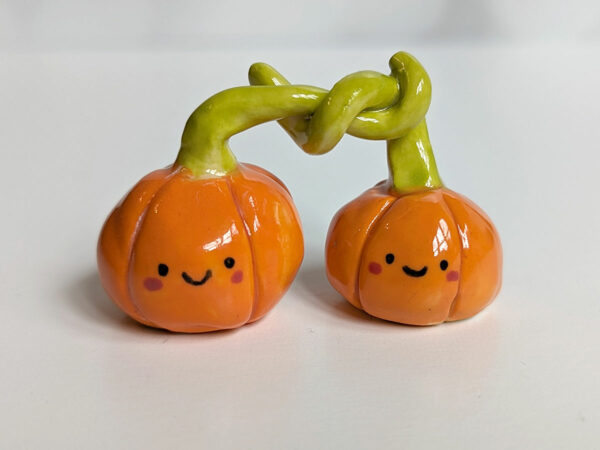 pumpkin couple porcelain figurine