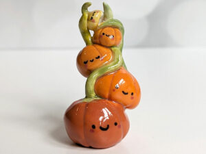 pumpkin mama and babies porcelain figurines