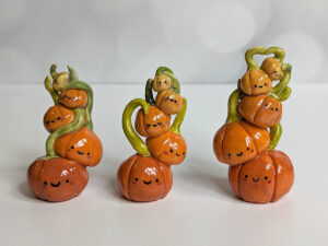 pumpkin mama and babies porcelain figurines