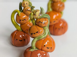 pumpkin mama and babies porcelain figurines