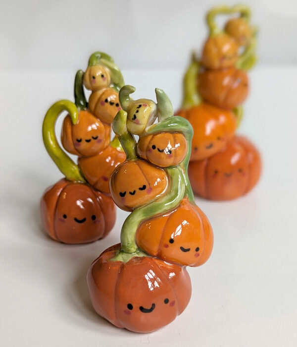 pumpkin mama and babies porcelain figurines