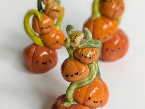 pumpkin mama and babies porcelain figurines