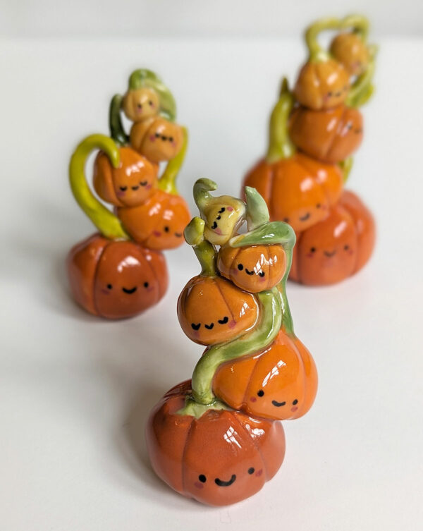 pumpkin mama and babies porcelain figurines