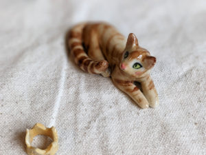 cat crown porcelain figurine