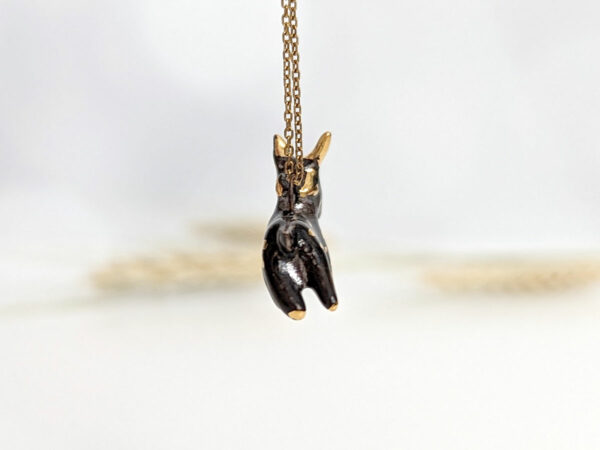 Black Phillip porcelain pendant with gold