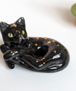 black cat void kitty porcelain figurine