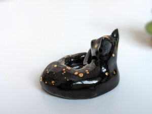 black cat void kitty porcelain figurine