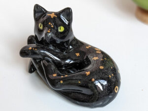 black cat void kitty porcelain figurine