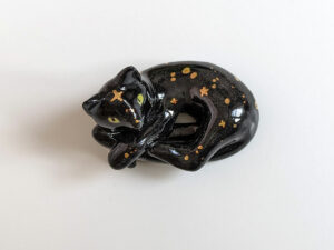 black cat void kitty porcelain figurine