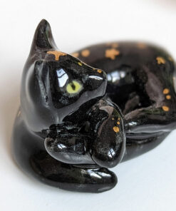 black cat void kitty porcelain figurine