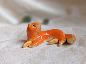 porcelain cat figurine red longhair orange