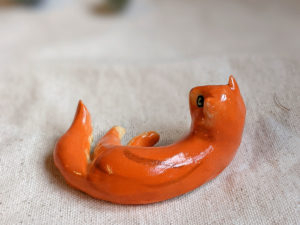 porcelain cat figurine red longhair orange