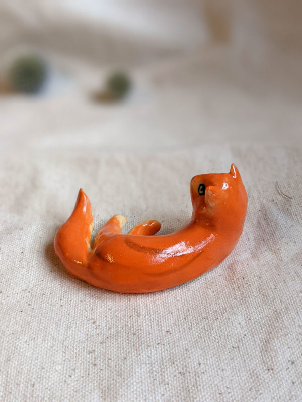 porcelain cat figurine red longhair orange