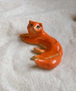 porcelain cat figurine red longhair orange