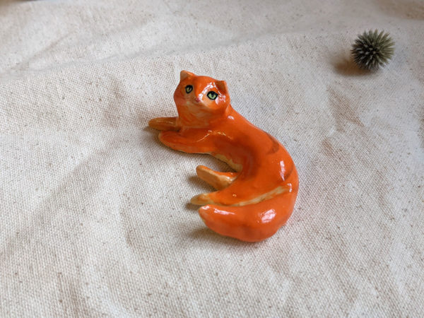 porcelain cat figurine red longhair orange