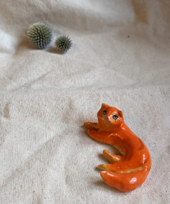 porcelain cat figurine red longhair orange