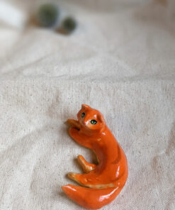 porcelain cat figurine red longhair orange
