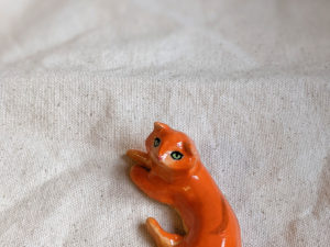 porcelain cat figurine red longhair orange